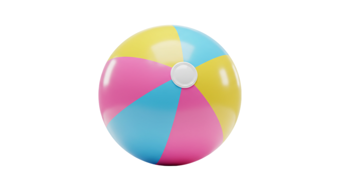 Colorful Beach Ball - Vibrant 3D render of a beach ball with pastel colors like pink, blue, and yellow, ideal for summer-themed designs, beach activities, and poolside fun.
