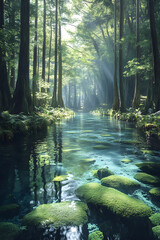 Obraz premium Untouched Serenity: A Glimpse into the Untamed Beauty of Pristine Wilderness