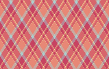 Fototapeta premium Vibrant coral and peach diagonal plaid pattern. Perfect for textile design, website backgrounds, or branding projects.