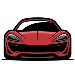 A digital illustration of a sleek, modern car icon with a vibrant red finish, png