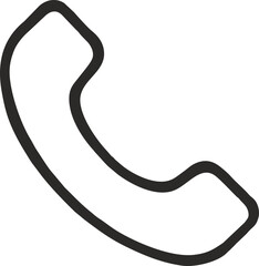  Black Line Telephone Handset Icon for Communication Apps, Contact Us Pages, and Support Widgets in Minimal Vector Style on Transparent Background