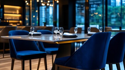 Refined dining experience, Elegant table setting in modern restaurant