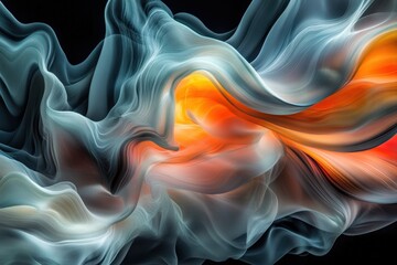 Obraz premium Abstract orange and teal intertwined flowing lines creating dynamic shapes