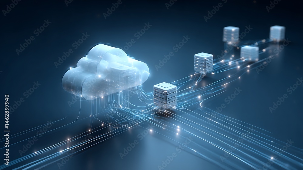 Poster cloud computing architecture with connected servers: high-tech data network