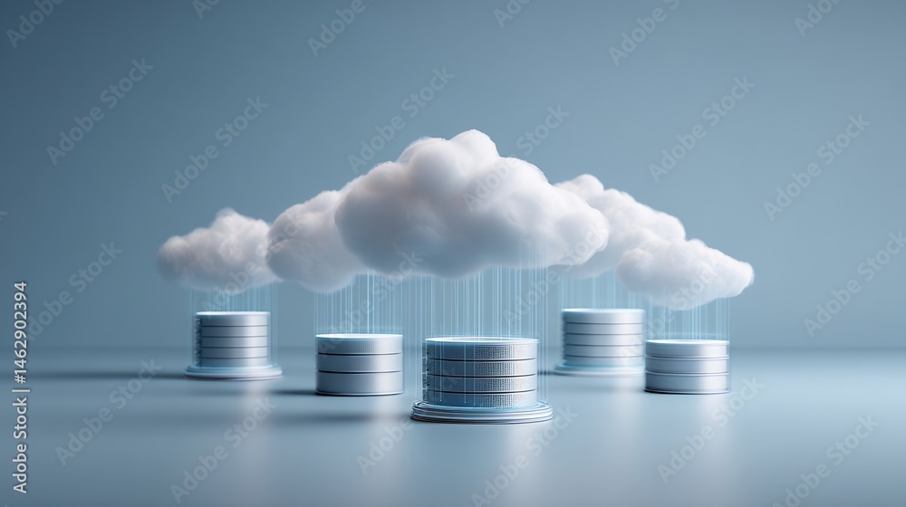 Poster elegant conceptual visualization of cloud data storage and processing systems
