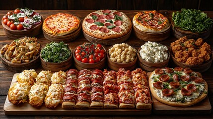 Buffet of assorted dishes