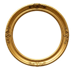 Golden Ornate Oval Frame on Transparent Background