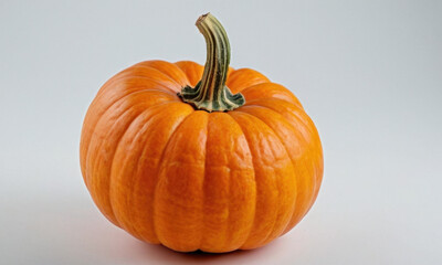 Obraz premium A small orange pumpkin sits atop a table, perfect for decorative purposes or as a prop in still life photography