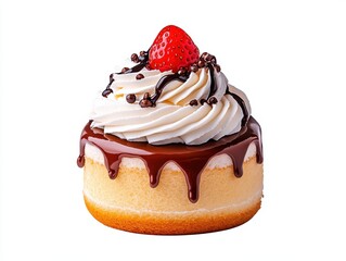 Delicious Donut with Whipped Cream and Chocolate Drizzle