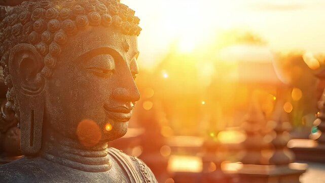 Buddha Statue in Sunset Light