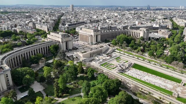 Trocadero Square At Paris In France Island France. Imposing Building. Leisure Park Skyline. Trocadero Square At Paris In France Island France. Downtown Cityscape. Trocadero Garden.
