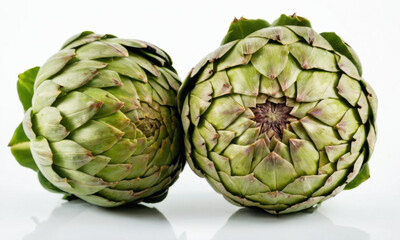 Obraz premium Two artichokes sit side by side