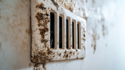 Mold growth on wall vent illustrates poor ventilation and damp conditions
