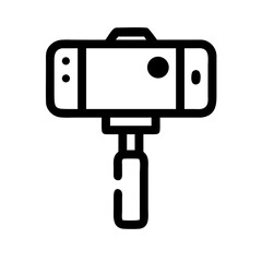 selfie stick silhouette on transparent background for web and graphic design