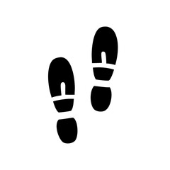 stylized solid shoeprints in different shapes silhouette on transparent background for web and graphic design