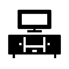 tv stand silhouette on transparent background for web and graphic design