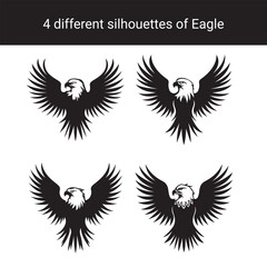 Fototapeta premium Set of Eagle Silhouettes Vector Illustrations of Eagles with Spread Wings
