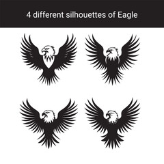 Obraz premium Set of Eagle Silhouettes Vector Illustrations of Eagles with Spread Wings