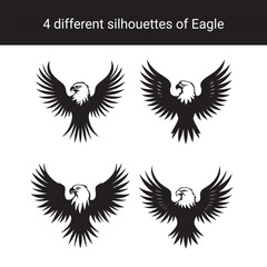 Fototapeta premium Set of Eagle Silhouettes Vector Illustrations of Eagles with Spread Wings