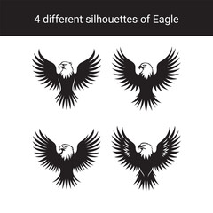 Obraz premium Set of Eagle Silhouettes Vector Illustrations of Eagles with Spread Wings