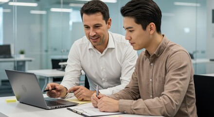 Obraz premium Business meeting planning strategy concept with professional collaboration in modern office environment using technology tool for project management productivity and corporate success..