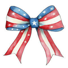 4th of July Watercolor Bow Clipart – Red White Blue Ribbon Art