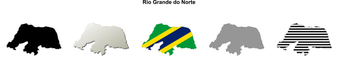 Obraz premium Rio Grande do Norte state (Brazil) outline map set