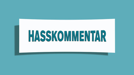 Hasskommentar (Hate comment) - A card isolated on light green background.