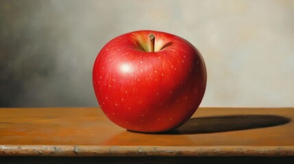 A captivating still life of a solitary, vibrant red apple