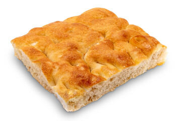 Slice of flatbread Genoese focaccia isolated
