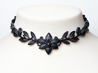 Black floral choker necklace