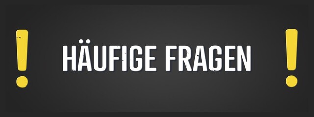 Haeufige Fragen (Frequently asked questions) - A blackboard illustration with white text.