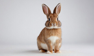 Fototapeta premium A rabbit sitting on a white surface
