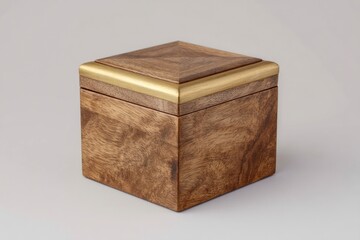 Elegant Wooden Box with Gold Accents: A Minimalist Design