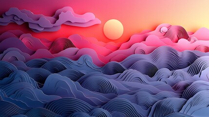 Fototapeta premium a colorful background with a sunset and clouds