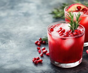 Rosemary and Pomegranate Mocktail with Copy Space