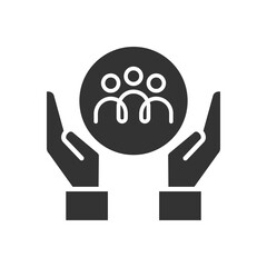Community support and care icon. This vector can be used in various design projects related to social responsibility, togetherness, teamwork, loyalty, charity, insurance, protection or helping others