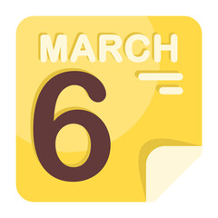 Obraz premium 6 March Calendar Icon