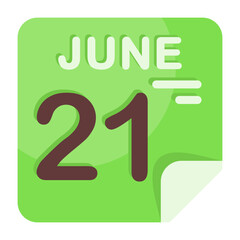 21 June Calendar Icon
