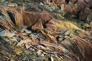 Colorful layers of rocks in Alaska.