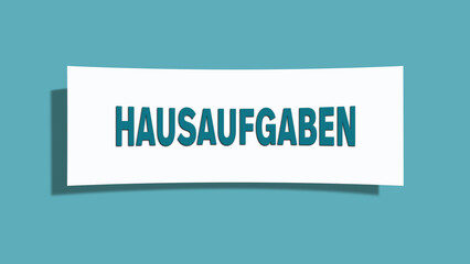 Hausaufgaben (homework) - A card isolated on light green background.