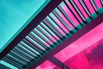 Abstract view of a modern pergola's structure.