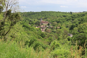 Naklejka premium Vue d'ensemble du village, ville de Gargilesse-Dampierre, département de l'Indre, France