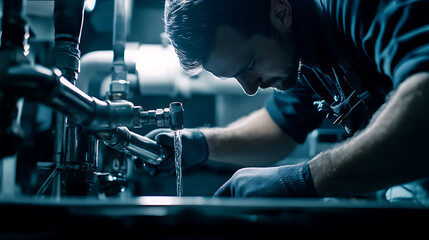 Mechanic Working on Industrial Machinery