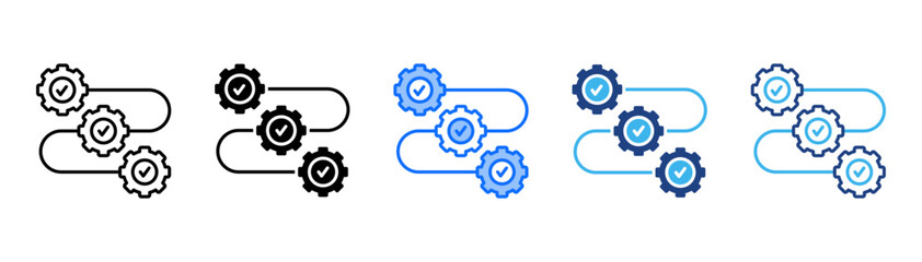 Workflow Icon Set With Multiple Style Collection 