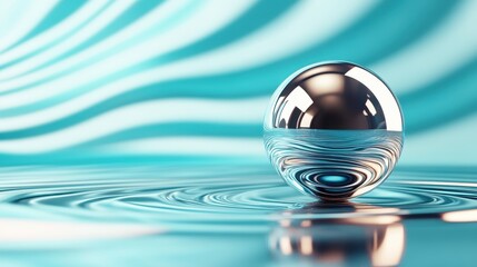 A mesmerizing water droplet rests on a smooth surface, reflecting beautiful ripple patterns, symbolizing tranquility, flow, and the intricate beauty of nature's design.