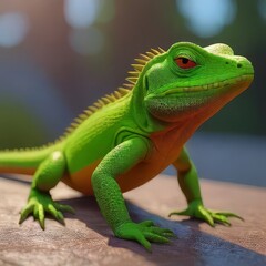 Fototapeta premium green lizard on a branch
