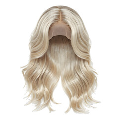Naklejka premium Long wavy ash blonde wig with dark roots on a transparent background