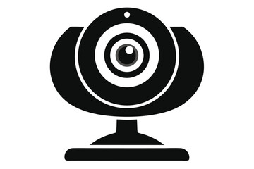 Webcam black silhouette shows a modern device for online video calls and streaming