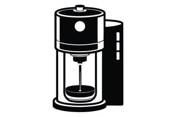 Black and white extraction machine with a stick and bowl stands tall